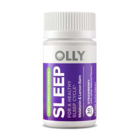 OLLY Sleep Fast Dissolves Supplement, 5mg Melatonin, Lemon Balm, Vegan, Strawberry, 30 Count