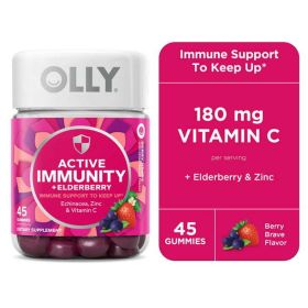 OLLY Immunity Gummy, Immune Support, Elderberry, Zinc, Vitamin C, 45 Count