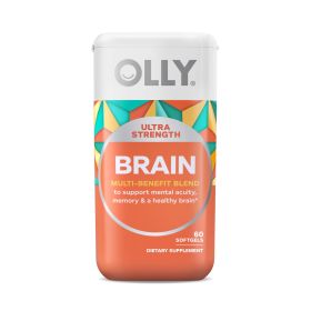 OLLY Ultra Strength Brain Softgels, Nootropic Supplement, 60 Count