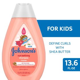 Johnson's Kids Curl Defining Shampoo with Shea Butter, Tear Free Hair Products for Curly Hair, 13.6 oz