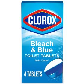 Clorox Bleach and Blue Toilet Tablets, Rain Clean, 4 Count