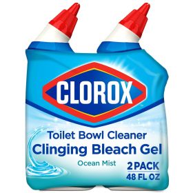 Clorox Toilet Bowl Cleaner Clinging Bleach Gel, Ocean Mist, 24 fl oz, 2 Pack