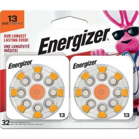 Energizer Hearing Aid Batteries, Battery Size 13, Orange Tab, 32 Pack