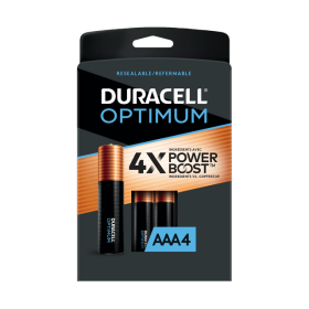 Duracell Optimum AAA Battery with 4X POWER BOOST™, 4 Pack Resealable Package