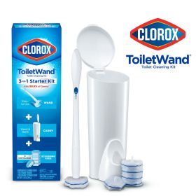 Clorox ToiletWand Disposable Toilet Cleaning System ToiletWand Storage Caddy and 6 Disinfecting ToiletWand Refill Heads (Packaging May Vary)
