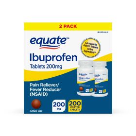 Equate Ibuprofen Pain Reliever/Fever Reducer Tablets;  200 mg;  200 Count;  2 Pack