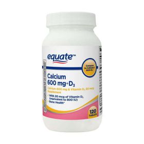 Equate Calcium + D3 Tablets Dietary Supplement;  600 mg;  120 Count
