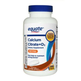 Equate Calcium Citrate + D3 Petites Tablets Dietary Supplement;  200 Count