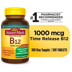 Nature Made Vitamin B12 1000 mcg Time Release Tablets;  Dietary Supplement;  180 Count