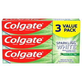 Colgate Sparkling White Natural Whitening Toothpaste;  Mint Zing;  3 Pack
