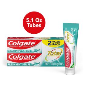 Colgate Total Fresh Mint Stripe Toothpaste;  Mint Gel Toothpaste;  5.1 oz;  2 Pack