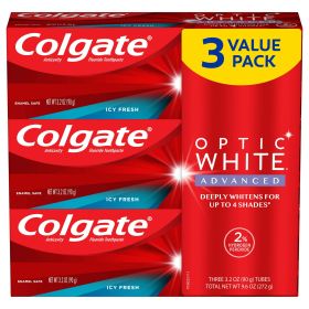 Colgate Optic White Advanced Teeth Whitening Toothpaste;  Icy Fresh;  3.2 oz;  3 Pack