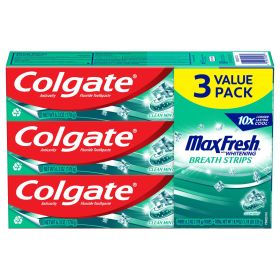 Colgate Max Fresh Toothpaste;  Mini Breath Strips;  Clean Mint;  3 Pack;  6.3 oz