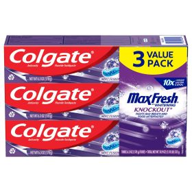 Colgate Max Fresh Knockout Whitening Toothpaste;  Mint Fusion;  3 Pack;  6.3 oz Tubes