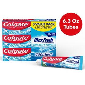 Colgate Max Fresh with Whitening Toothpaste;  Cool Mint;  6.3 oz Tube;  3 Pack