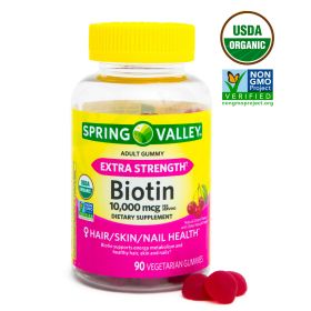Spring Valley Biotin 10; 000 mcg Vegetarian Gummy Supplement;  90 Count