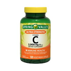 Spring Valley Ultra Strength Vitamin C Capsules Dietary Supplement;  2000 mg;  120 Count
