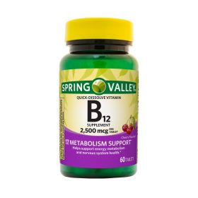 Spring Valley Vitamin B12 Quick-Dissolve Tablets Dietary Supplement;  2500 mcg;  60 Count