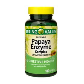Spring Valley Papaya Enzyme Complex Chewable Tablets Dietary Supplement;  180 Count