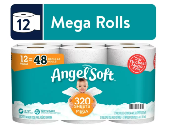 Angel Soft Toilet Paper;  12 Mega Rolls