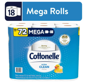 Cottonelle Ultra Clean Toilet Paper, 18 Mega Rolls