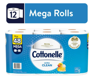 Cottonelle Ultra Clean Toilet Paper, 12 Mega Rolls