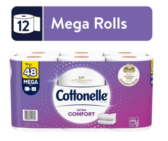 Cottonelle Ultra Comfort Toilet Paper, 12 Mega Rolls