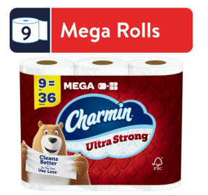 Charmin Ultra Strong Toilet Paper, 9 Mega Roll