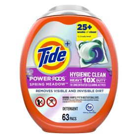 Tide Hygienic Clean Heavy 10x Duty Power PODS Laundry Detergent Pacs;  Spring Meadow 63 count