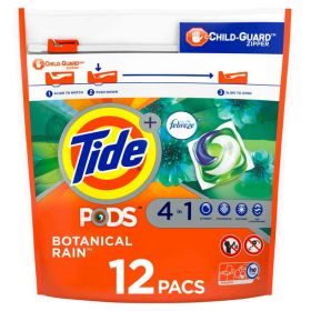 Tide Pods Plus Febreze Botanical Rain Laundry Detergent Pacs;  12 Ct