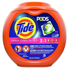 Tide Pods Fresh Coral Blast Laundry Detergent Pacs;  42 Ct