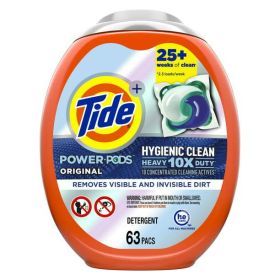 Tide Hygienic Clean Heavy 10x Duty Power Pods Laundry Detergent Pacs;  63 Ct