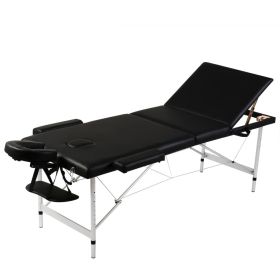 Black Foldable Massage Table 3 Zones with Aluminum Frame