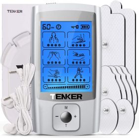 TENKER EMS TENS Unit with 8 Electrode Pads;  Rechargeable Muscle Stimulator Pain Reliever for Muscle Stiffness