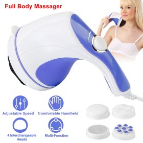 Electric Handheld Body Massager Full Body Vibrating Massager w/ 4 Interchangeable Massager Head
