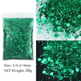 Korean Big Sequins Nail Shimmering Powder (Option: Dark Green No 14)