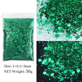 Korean Big Sequins Nail Shimmering Powder (Option: Dark Green No 14)