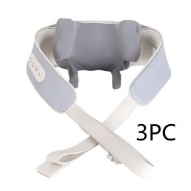 Hot Compress Intelligent Cervical Shoulder And Neck Massage Instrument, Rechargeable Neck Protection Massage Shawl (Option: Grey-3PCS)