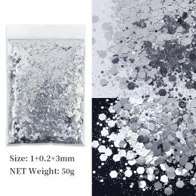 Korean Big Sequins Nail Shimmering Powder (Option: Sparkle Silver No 2)