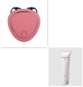 Portable Facial Micro-current Beauty Instrument For Lifting Thinning And Reducing Edema With Double Roller Massager (Option: Pink SetB-Box)