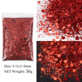 Korean Big Sequins Nail Shimmering Powder (Option: Dark Red No 15)