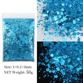 Korean Big Sequins Nail Shimmering Powder (Option: Azure No 18)
