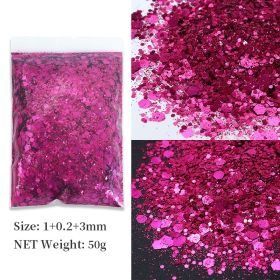 Korean Big Sequins Nail Shimmering Powder (Option: Rose Red No 31)