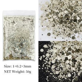 Korean Big Sequins Nail Shimmering Powder (Option: Champagne Gold No 3)