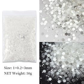 Korean Big Sequins Nail Shimmering Powder (Option: Height Sparkle Silver No 1)