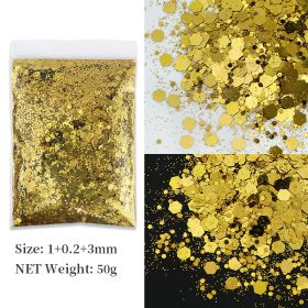 Korean Big Sequins Nail Shimmering Powder (Option: Gold No 6)