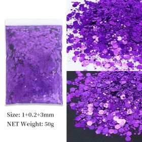 Korean Big Sequins Nail Shimmering Powder (Option: Violet 30)