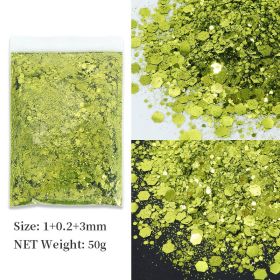 Korean Big Sequins Nail Shimmering Powder (Option: Yellow Green No 21)