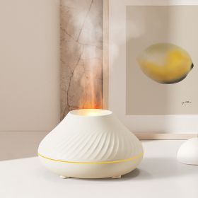 Newest RGB Flame Aroma Diffuser 130Ml 3d Colorful Flame Humidifier Fire Volcano Diffuser Flame (Color: White)