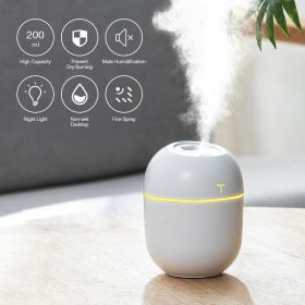 Air Humidifier Mini Ultrasonic USB Essential Oil Diffuser Car Purifier Aroma Anion Mist Maker for Home Car with LED Night Lamp (Color: White)